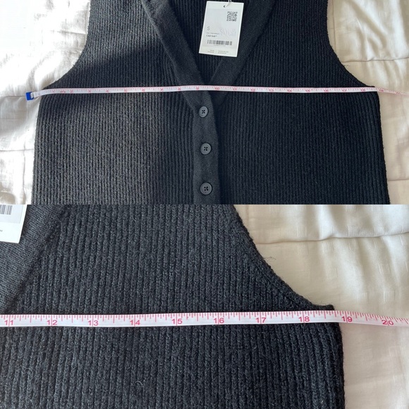 NWT Oak + Fort Button Down Vest Cardigan Black S - Picture 14 of 15